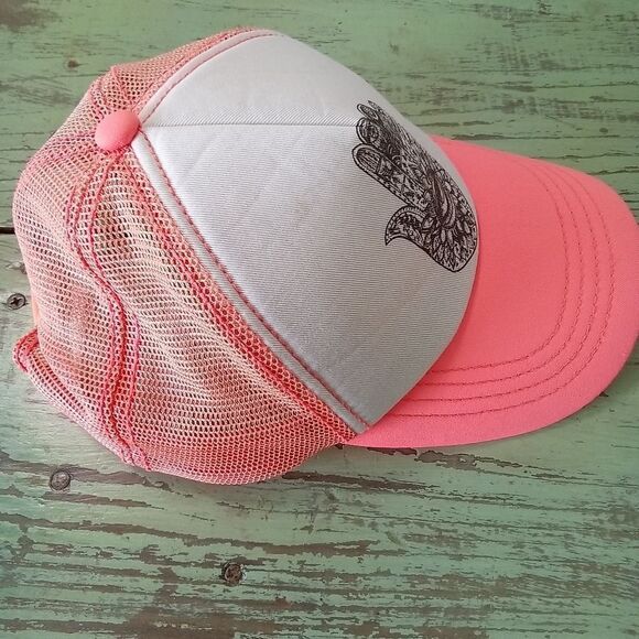 Billabong Women's Mesh Trucker Hat Hasma Hand Coral and White Adjustable - Picture 5 of 9